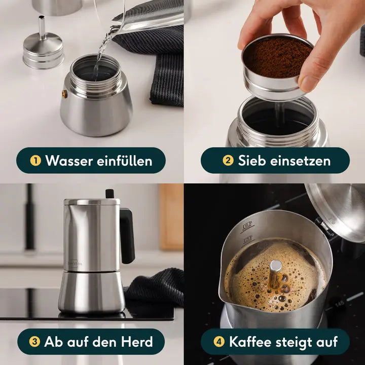 B-Ware Silberthal Espressokocher Kaffeebereiter Espresso Edelstahl 6 Tassen Silber - 4260470464955