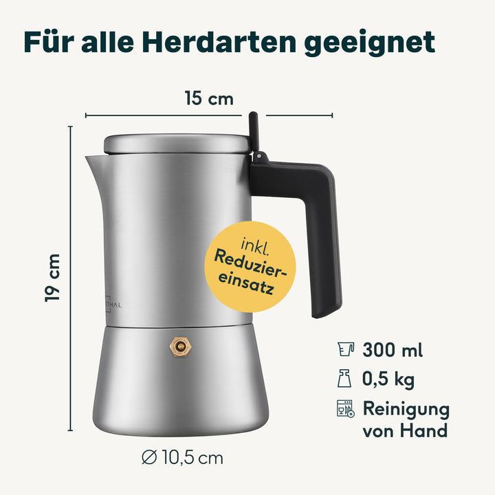 SILBERTHAL Espressokocher Kaffeebereiter Espresso Edelstahl 6 Tassen Silber - 4260470464955