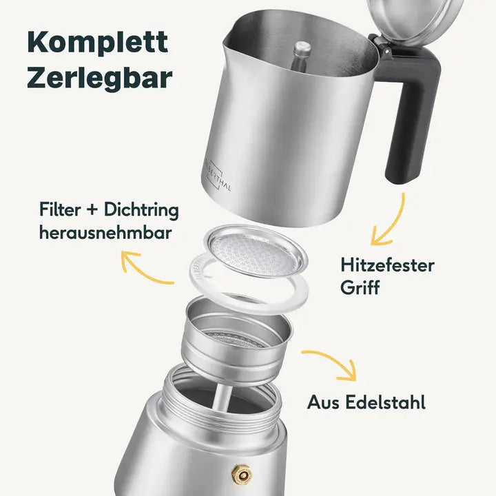 B-Ware Silberthal Espressokocher Kaffeebereiter Espresso Edelstahl 6 Tassen Silber - 4260470464955