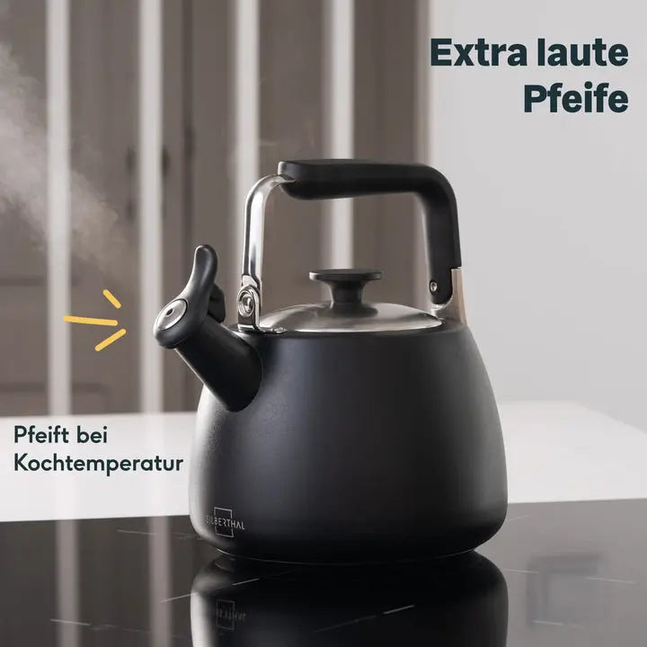 B-Ware Silberthal Flötenkessel Wasserkessel Schwarz Edelstahl Ausgussfilter 1,9 L692