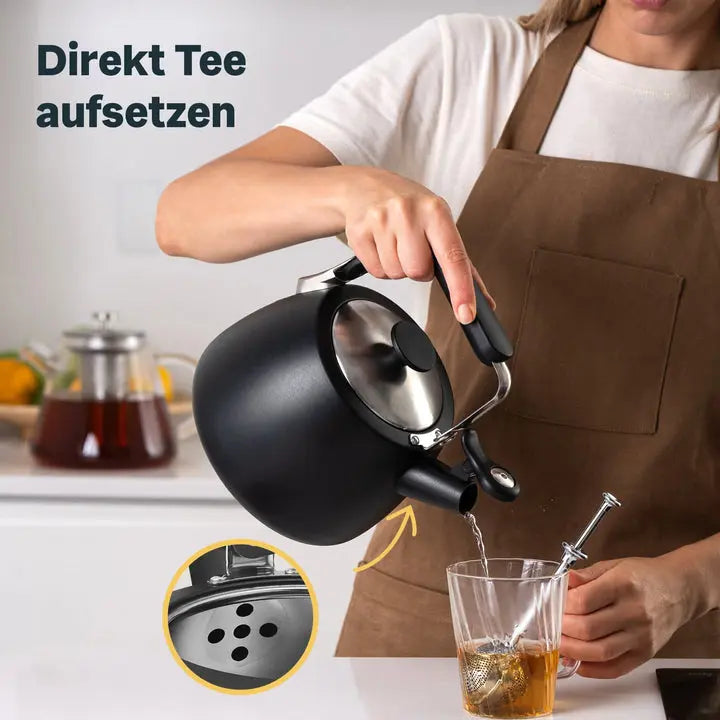 B-Ware Silberthal Flötenkessel Wasserkessel Schwarz Edelstahl Ausgussfilter 1,9 L692