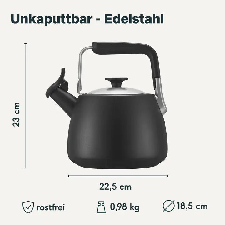 B-Ware Silberthal Flötenkessel Wasserkessel Schwarz Edelstahl Ausgussfilter 1,9 L692