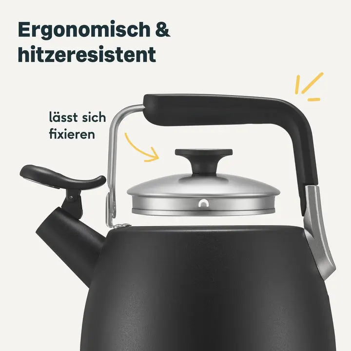 B-Ware Silberthal Flötenkessel Wasserkessel Schwarz Edelstahl Ausgussfilter 1,9 L692
