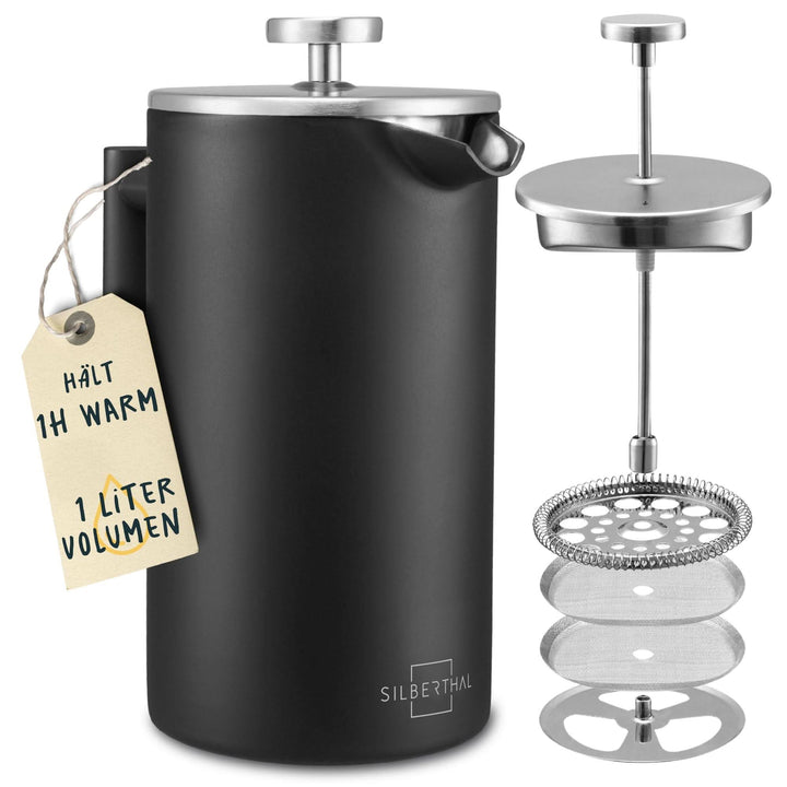 SILBERTHAL French Press Kaffeebereiter Kanne Edelstahl Schwarz Kaffeebereiter280 - 4260470462128