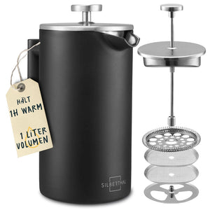 B-Ware SILBERTHAL French Press Kaffeebereiter Kanne Edelstahl Schwarz Kaffeebereiter
