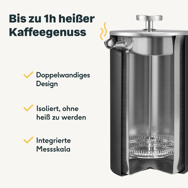 SILBERTHAL French Press Kaffeebereiter Kanne Edelstahl Schwarz Kaffeebereiter - 4260470462128