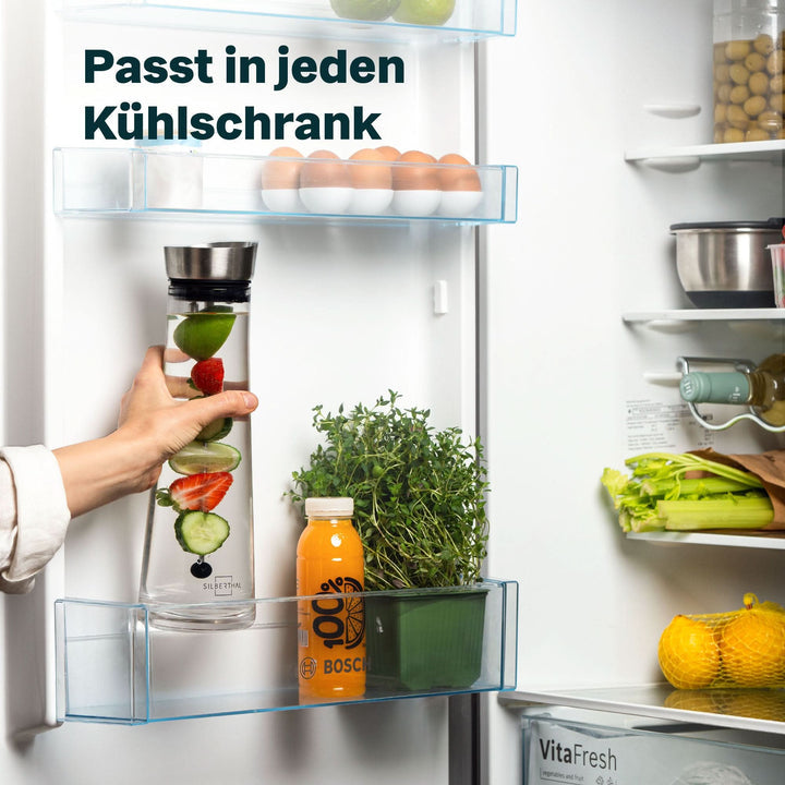 SILBERTHAL Glaskaraffe Karaffe Fruchtspieß Filter Kippverschluss transparent - 4260470462746
