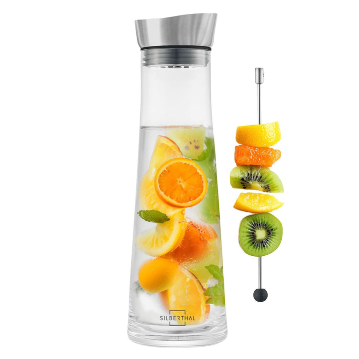 SILBERTHAL Glaskaraffe Karaffe Fruchtspieß Filter Krug Wasserkrug Wasserkaraffe - 4260470462746