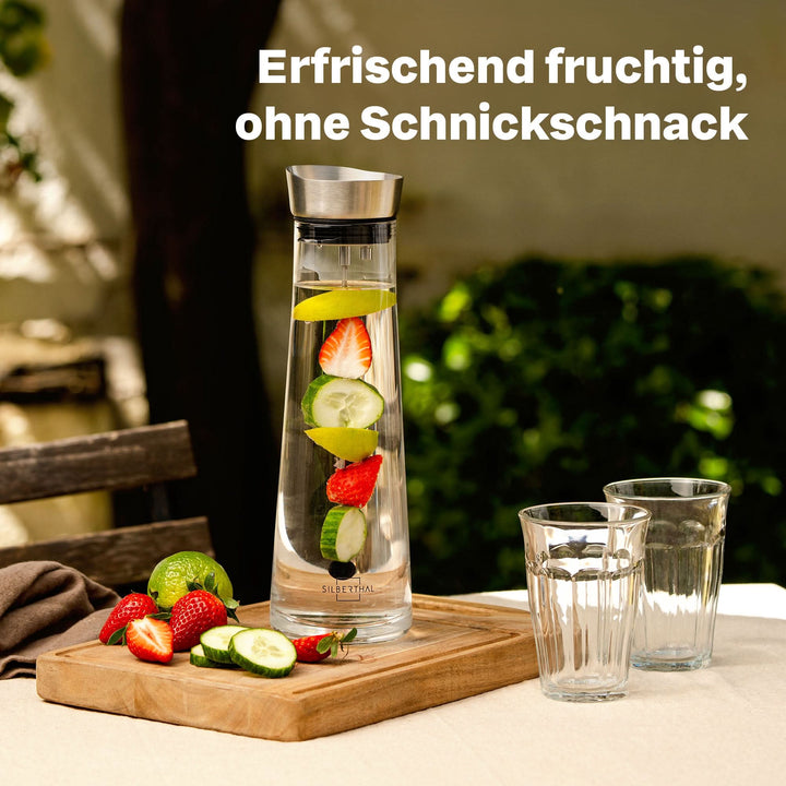 SILBERTHAL Glaskaraffe Karaffe Fruchtspieß Filter Kippverschluss transparent - 4260470462746