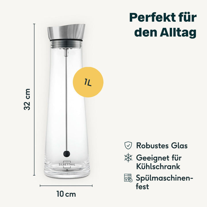 SILBERTHAL Glaskaraffe Karaffe Fruchtspieß Filter Krug Wasserkrug Wasserkaraffe - 4260470462746
