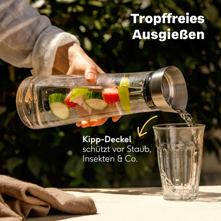 SILBERTHAL Glaskaraffe Karaffe Fruchtspieß Filter Krug Wasserkrug Wasserkaraffe - 4260470462746
