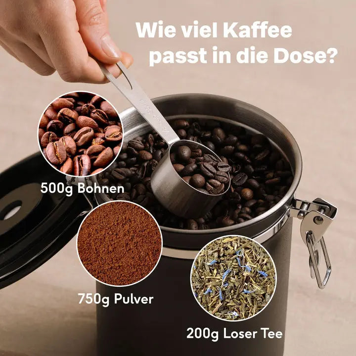 B-Ware Silberthal Kaffeedose Vorratsdose Luftdicht Edelstahl Schwarz Aromaventil Dose