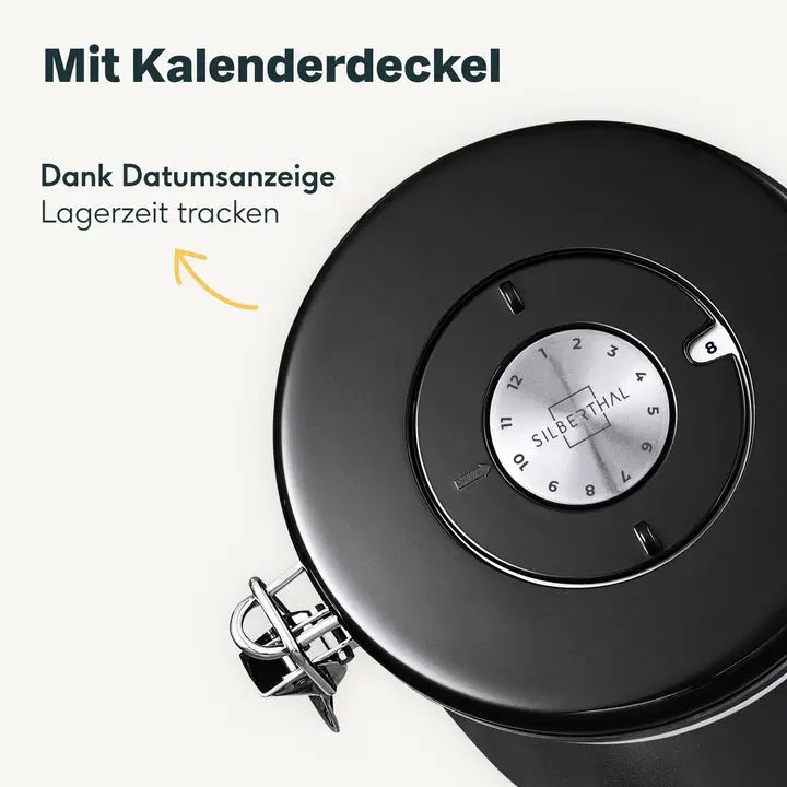 B-Ware Silberthal Kaffeedose Vorratsdose Luftdicht Edelstahl Schwarz Aromaventil Dose