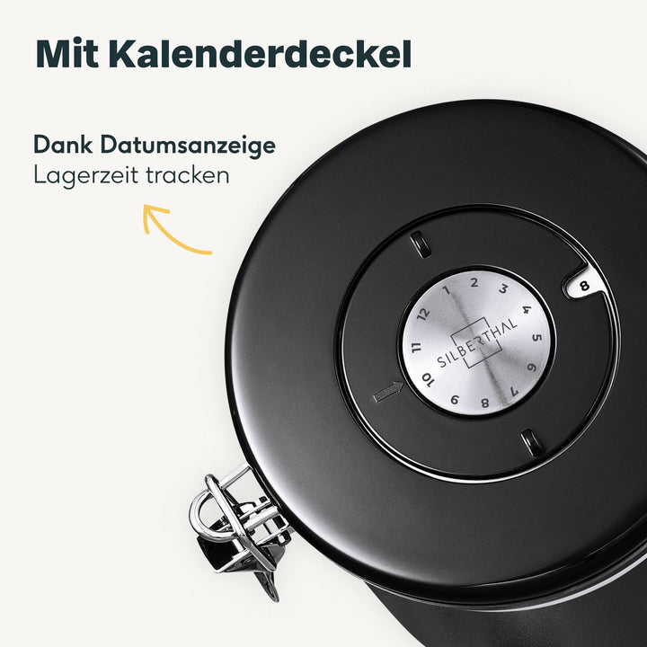 SILBERTHAL Kaffeedose Vorratsdose luftdicht Edelstahl schwarz Aromaventil Löffel - 4260470462562