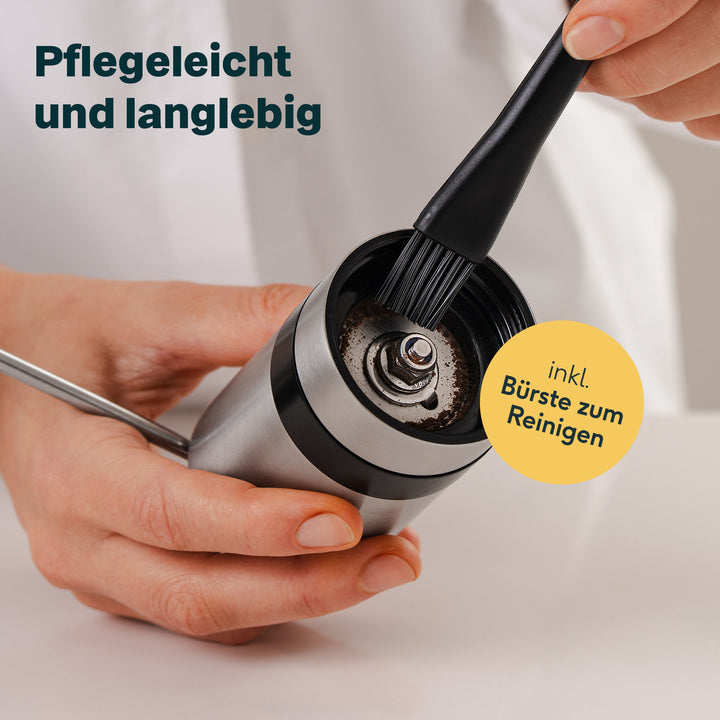 SILBERTHAL Kaffeemühle Handmühle Kaffeebereiter Edelstahl Glas Kegelmahlwerk - 4260470462173
