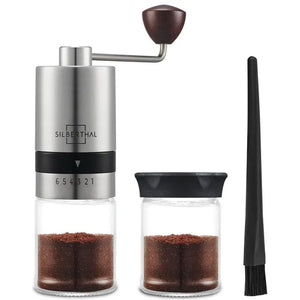 B-Ware Silberthal Kaffeemühle Handmühle Kaffeebereiter Edelstahl Glas Kegelmahlwerk742