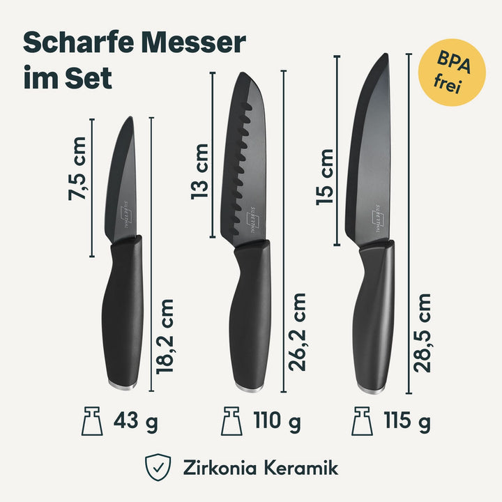 Silberthal Keramikmesser Set Küchenmesser Messerset Zirkoniakeramik Schwarz - 4260470464733
