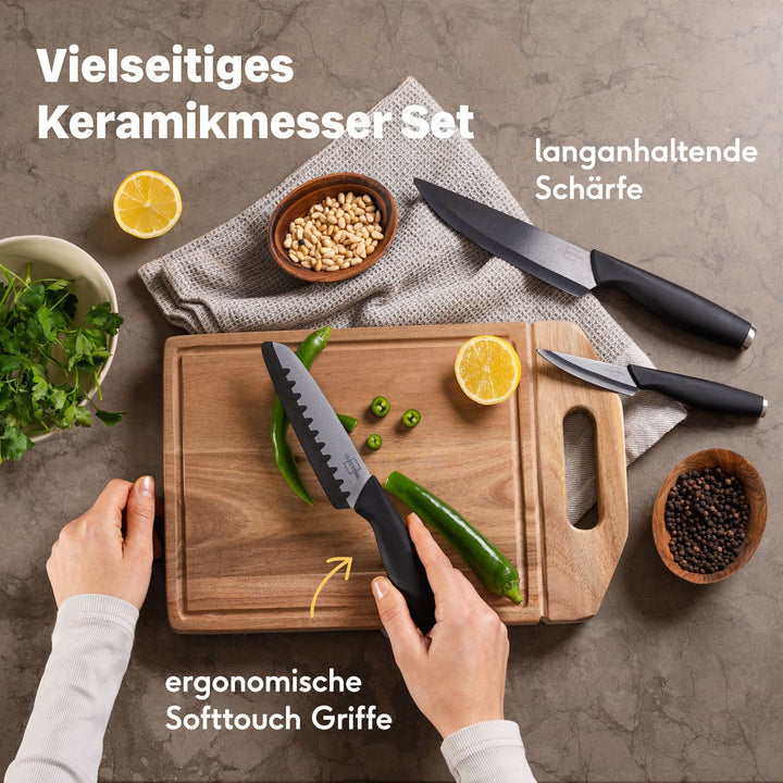 Silberthal Keramikmesser Set Küchenmesser Messerset Zirkoniakeramik Schwarz - 4260470464733