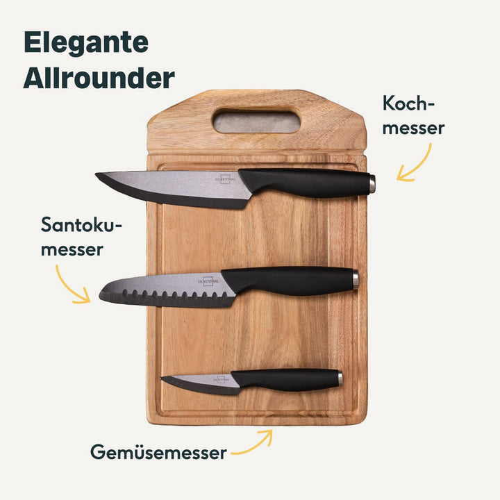 Silberthal Keramikmesser Set Küchenmesser Messerset Zirkoniakeramik Schwarz - 4260470464733