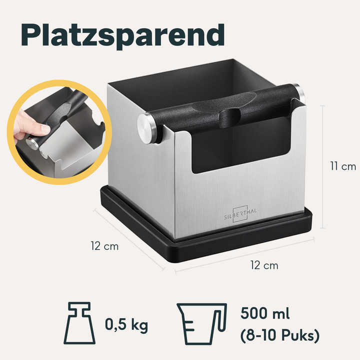 SILBERTHAL Abklopfbehälter Knockbox Abklopfer Kaffeesatz Tamper Edelstahl537 - 4260470464856