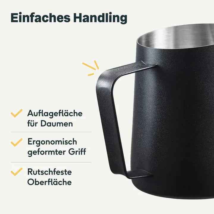 B-Ware Silberthal Milchkännchen Kanne Latte Art Milchaufschäumer Schwarz 350 Ml 3 Stück