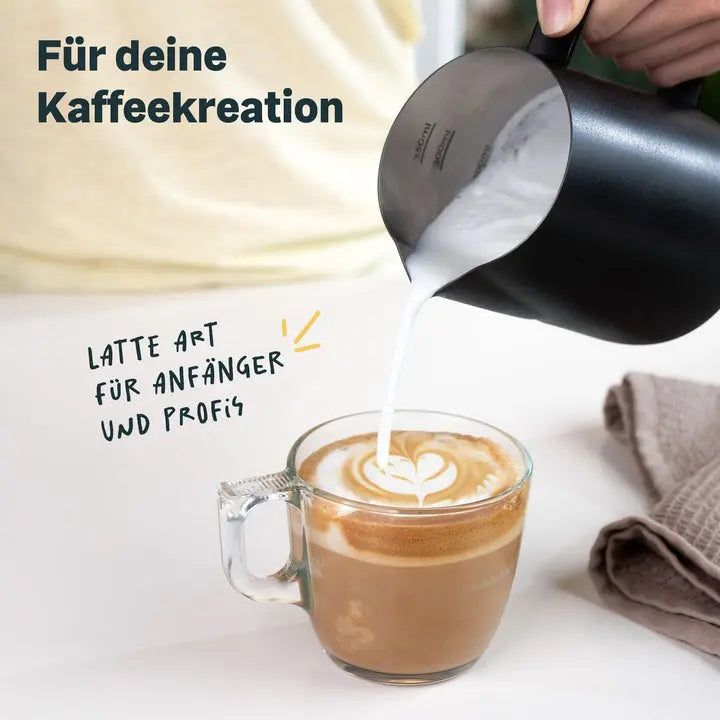 B-Ware Silberthal Milchkännchen Kanne Latte Art Milchaufschäumer Schwarz 350 Ml 3 Stück