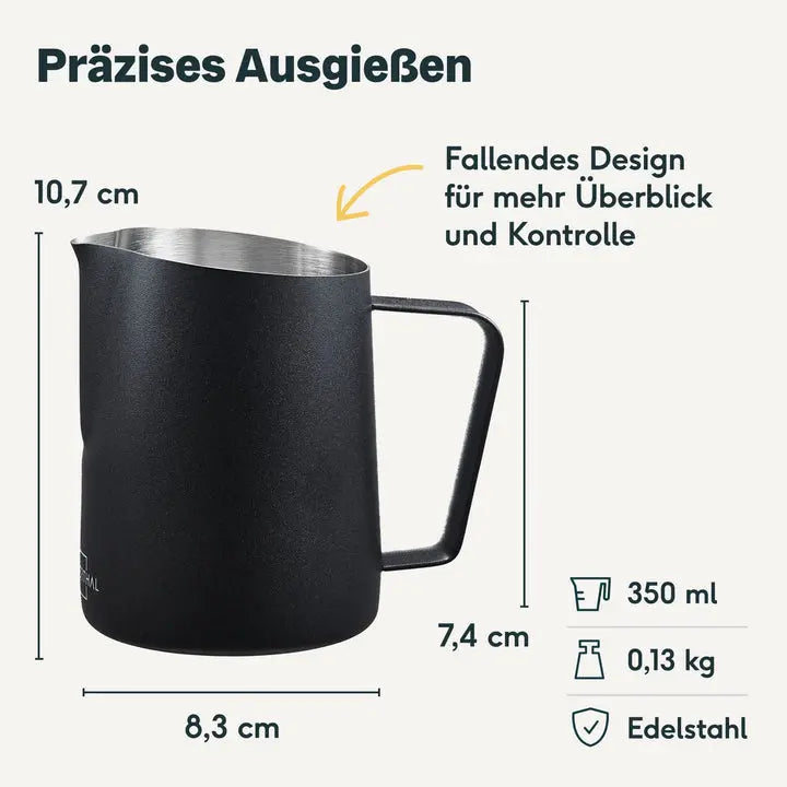 B-Ware Silberthal Milchkännchen Kanne Latte Art Milchaufschäumer Schwarz 350 Ml 3 Stück