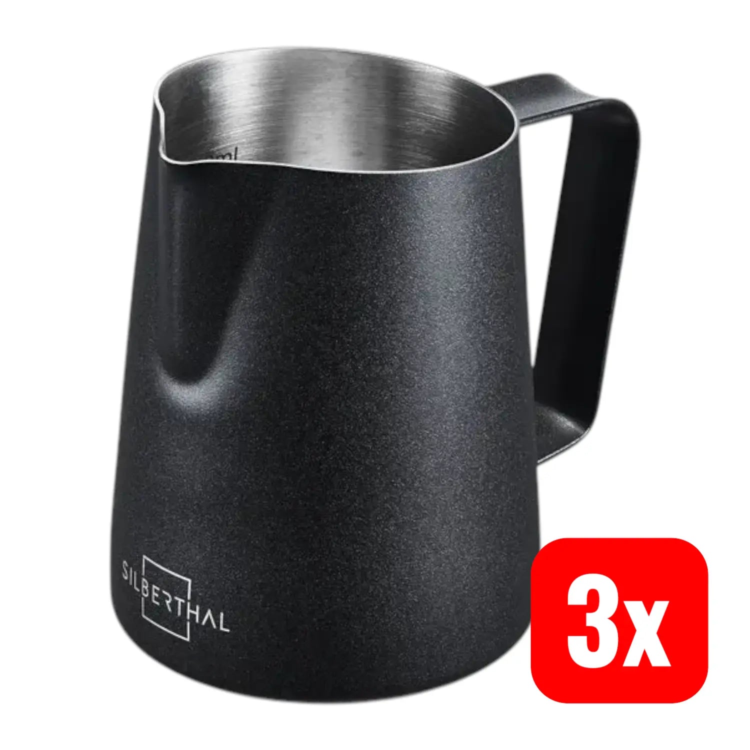 B-Ware Silberthal Milchkännchen Kanne Latte Art Milchaufschäumer Schwarz 350 Ml 3 Stück