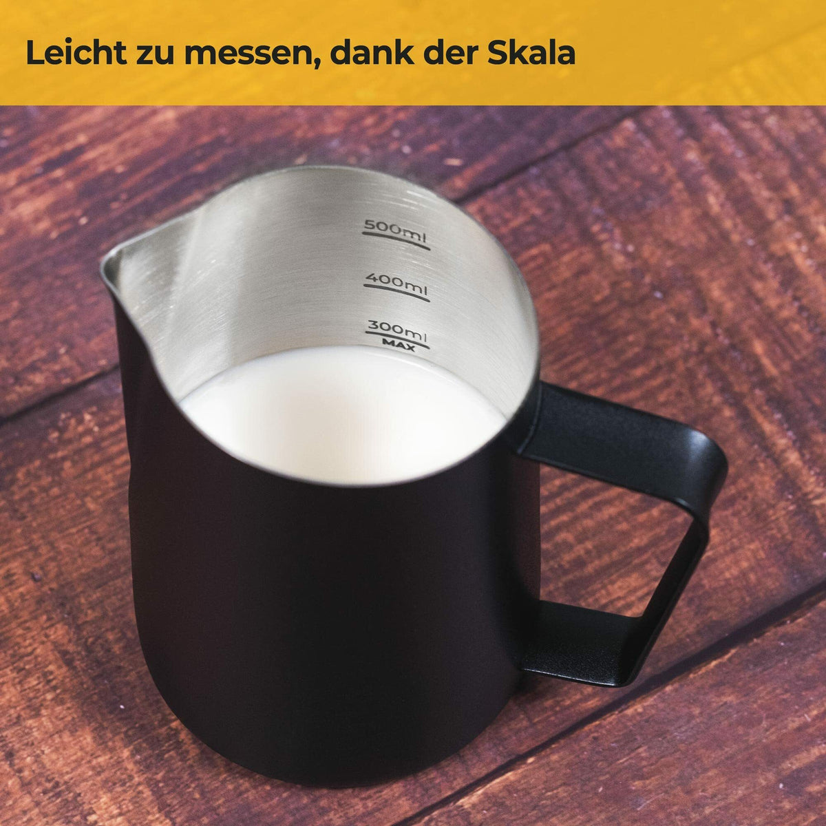 SILBERTHAL Milchkännchen Kanne Edelstahl Schwarz Skala Milchaufschäumer 50035 - 4260470464795