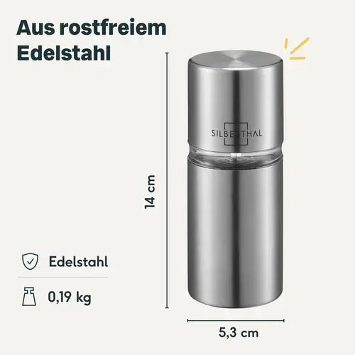B-Ware Silberthal Muskatmühle Gewürzmühle Muskatnussmühle Finecut Edelstahlbehälter - 4260470462616