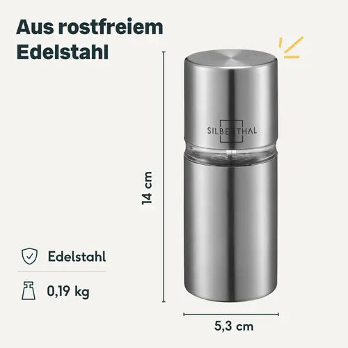 SILBERTHAL Muskatmühle Gewürzmühle Muskatnussmühle Finecut Edelstahlbehälter227 - 4260470462616