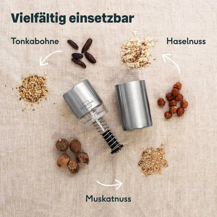 B-Ware Silberthal Muskatmühle Gewürzmühle Muskatnussmühle Finecut Edelstahlbehälter - 4260470462616