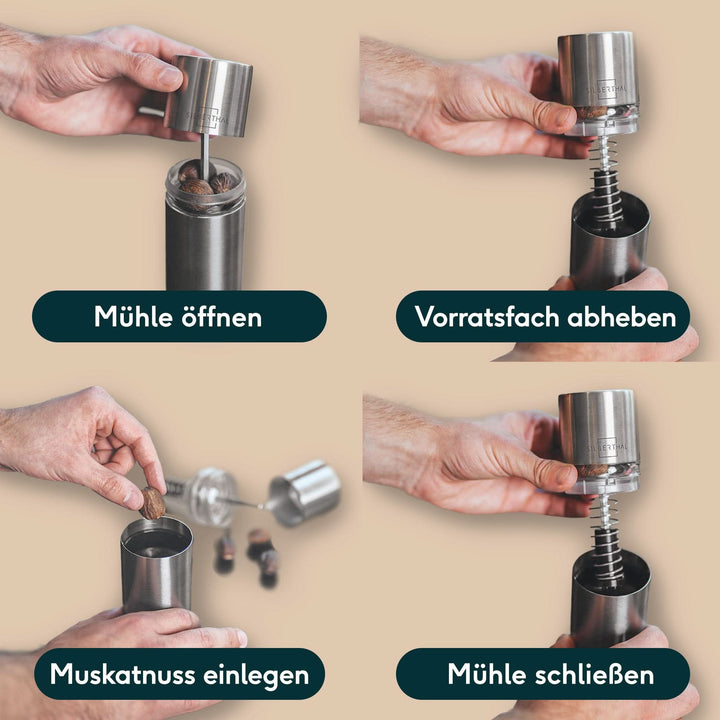 SILBERTHAL Muskatmühle Gewürzmühle Muskatnussmühle Finecut Edelstahlbehälter227 - 4260470462616
