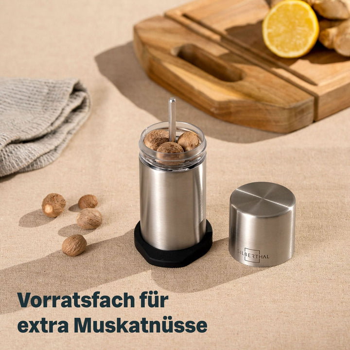 SILBERTHAL Muskatmühle Gewürzmühle Muskatnussmühle Finecut Edelstahlbehälter - 4260470462616