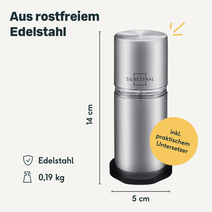 SILBERTHAL Muskatmühle Gewürzmühle Muskatnussmühle Finecut Edelstahlbehälter - 4260470462616