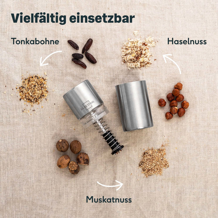 SILBERTHAL Muskatmühle Gewürzmühle Muskatnussmühle Finecut Edelstahlbehälter - 4260470462616