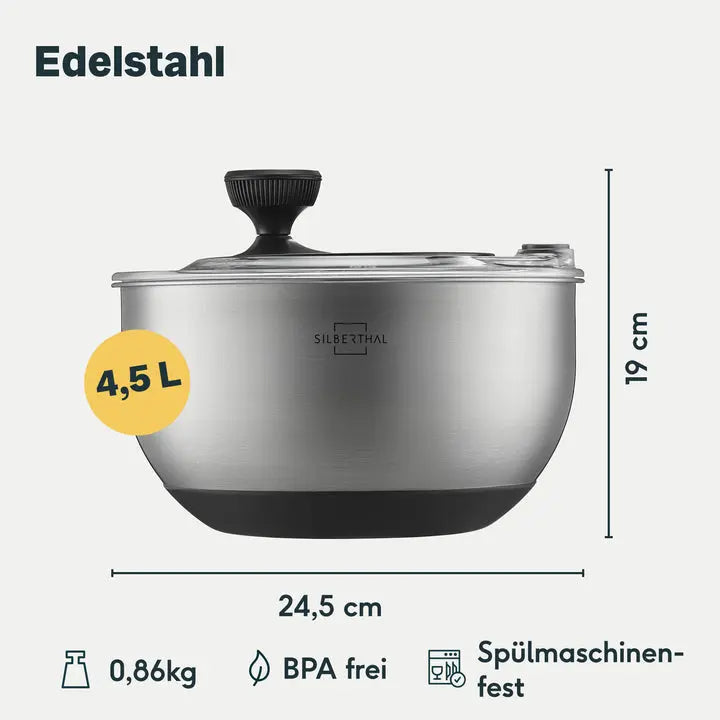 B-Ware Silberthal Salatschleuder Salatzentrifuge Edelstahl Effektive Schleuderfunktion - 4260470464627