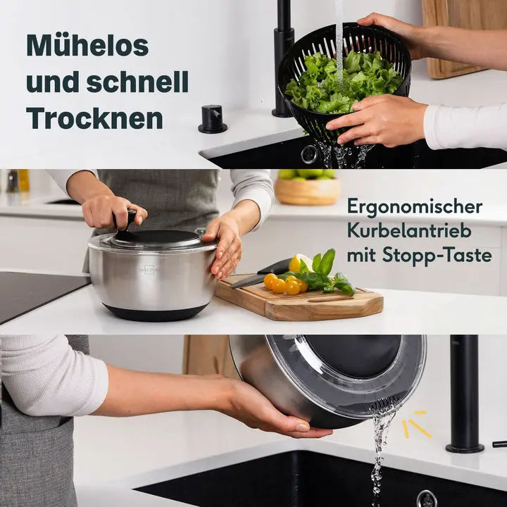 B-Ware Silberthal Salatschleuder Salatzentrifuge Edelstahl Effektive Schleuderfunktion - 4260470464627