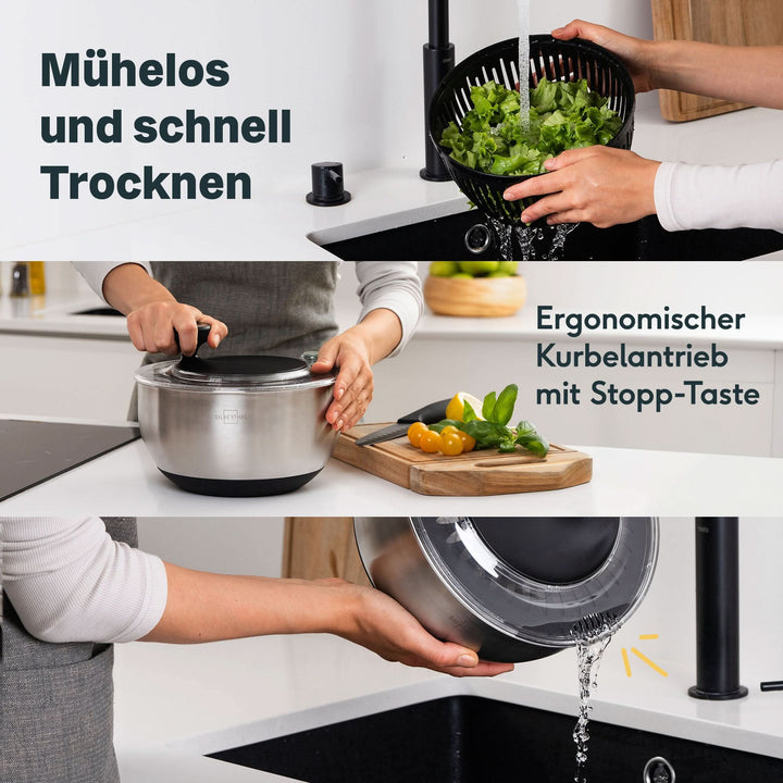 SILBERTHAL Salatschleuder Salatzentrifuge Edelstahl effektive Schleuderfunktion - 4260470464627