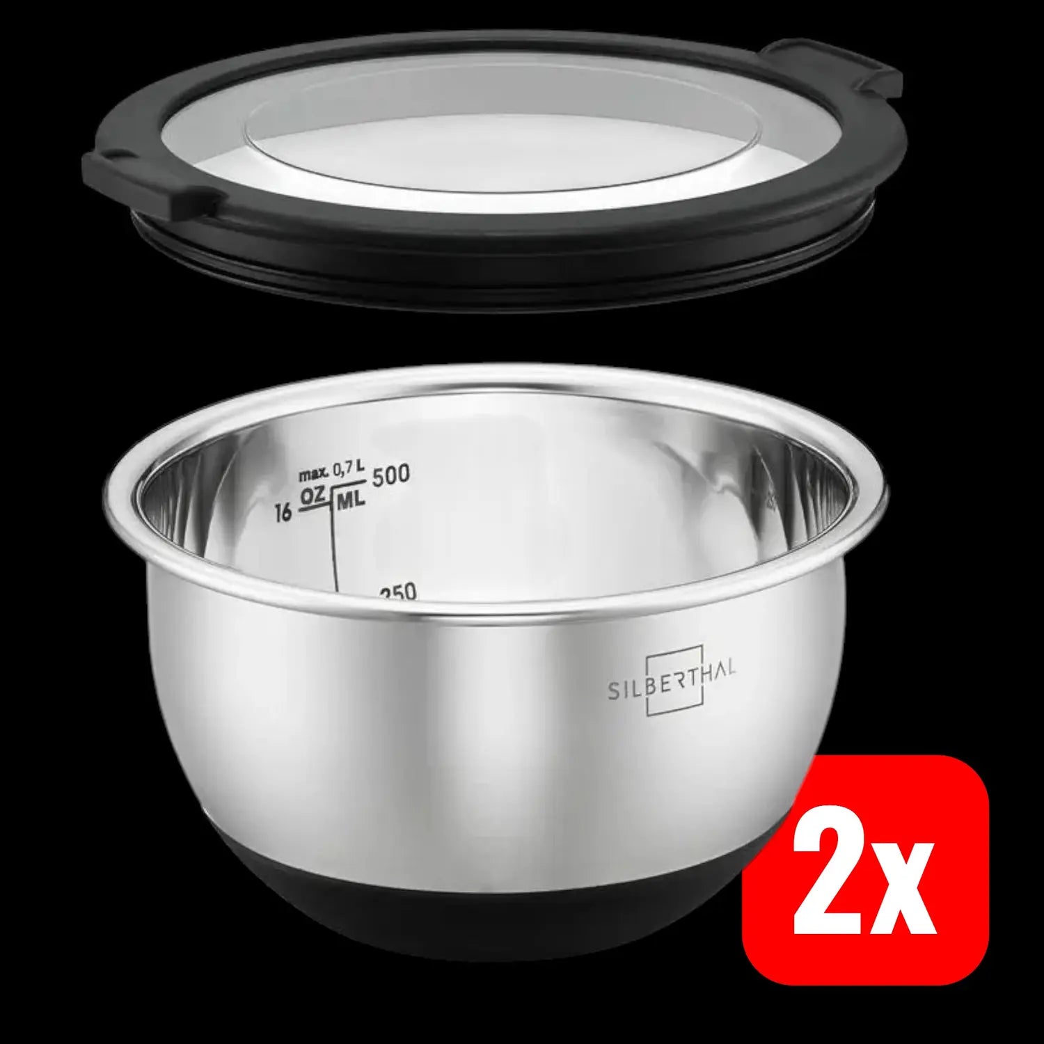 B-Ware Silberthal Salatschüssel Schüssel Edelstahl Küche Deckel 12cm 2 Stück - 4260470467628