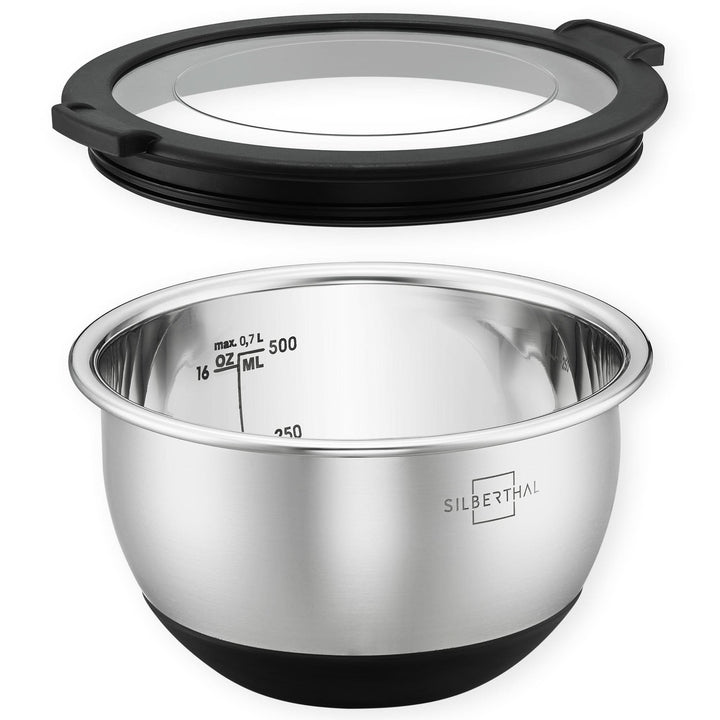 SILBERTHAL Salatschüssel Schüssel Edelstahl Küche Deckel 12cm 2 STÜCK - 4260470467628