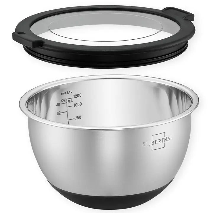 B-Ware Silberthal Salatschüssel Schüssel Edelstahl Teigschüssel Mit Deckel 16cm 2 Stück
