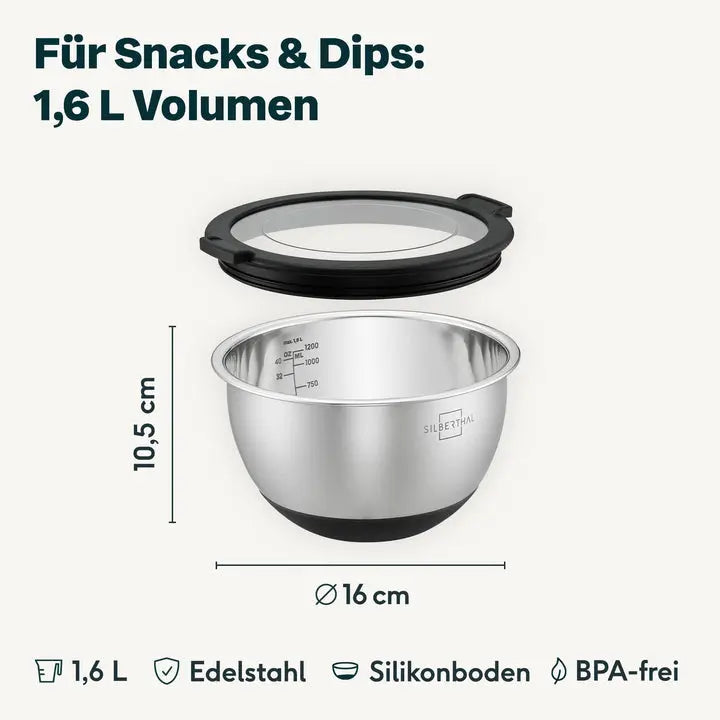 B-Ware Silberthal Salatschüssel Schüssel Edelstahl Teigschüssel Mit Deckel 16cm 2 Stück