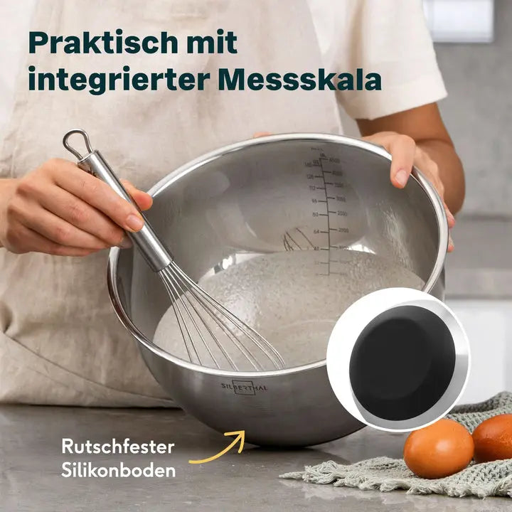 B-Ware Silberthal Salatschüssel Schüssel Edelstahl Deckel Silikonboden 20 Cm 2 Stück - 4260470467642