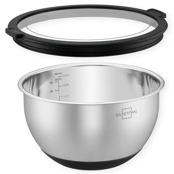 B-Ware Silberthal Salatschüssel Schüssel Edelstahl Deckel Silikonboden 20 Cm 2 Stück - 4260470467642