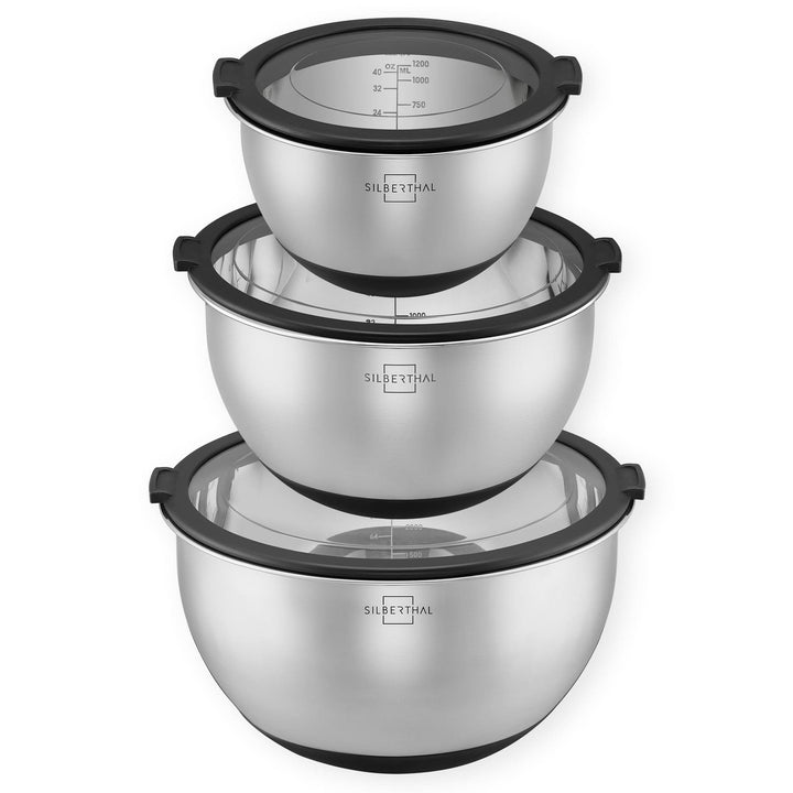 SILBERTHAL Salatschüssel Schüssel Set Edelstahl Servierschüssel stapelbar250 - 4260470462647