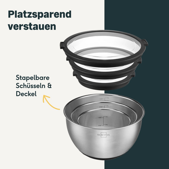 SILBERTHAL Salatschüssel Schüssel Set Edelstahl Servierschüssel stapelbar - 4260470462647