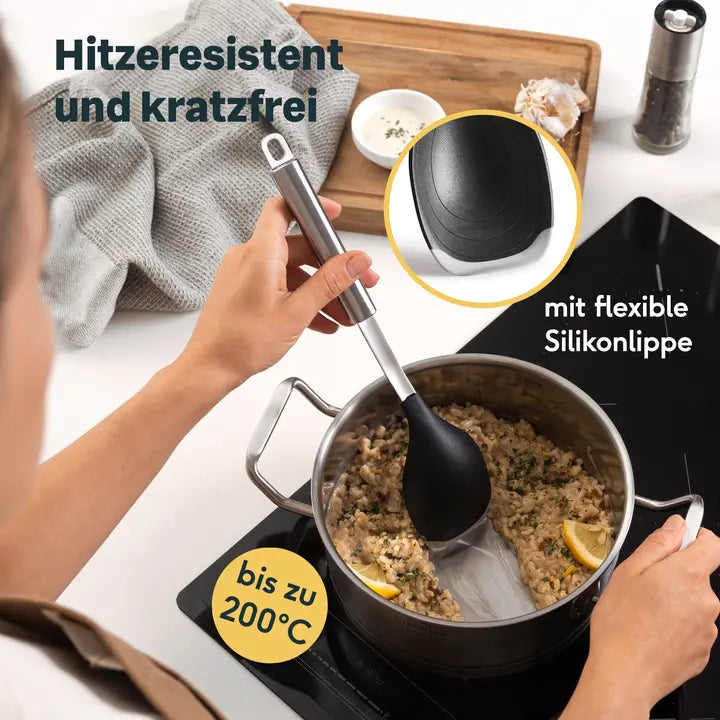 B-Ware Silberthal Servierlöffel Schöpflöffel Edelstahl Silikonrand Küchenlöffel 3 Stück - 4260470465037