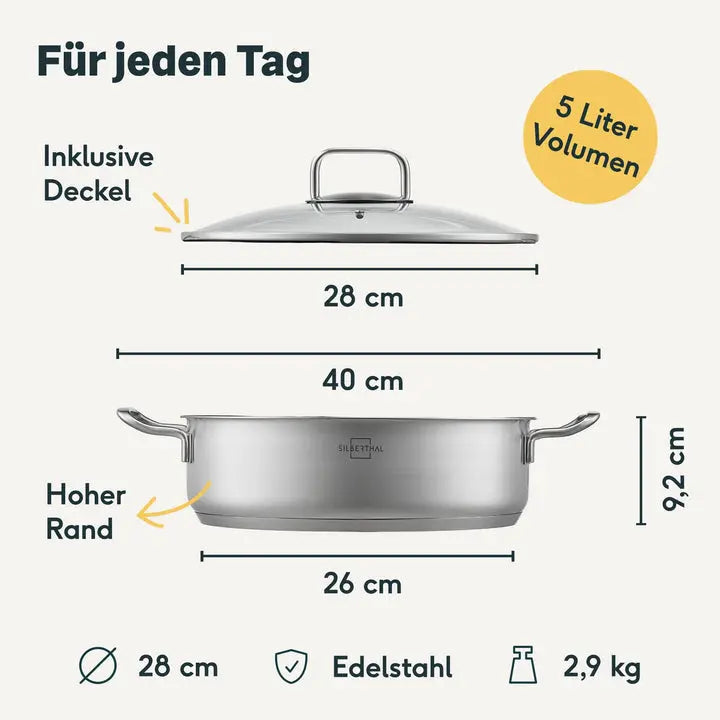B-Ware Silberthal Servierpfanne Bratpfanne Deckel Pfanne Vielseitig Induktion 28cm