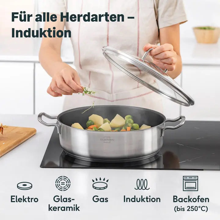 B-Ware Silberthal Servierpfanne Bratpfanne Deckel Pfanne Vielseitig Induktion 28cm